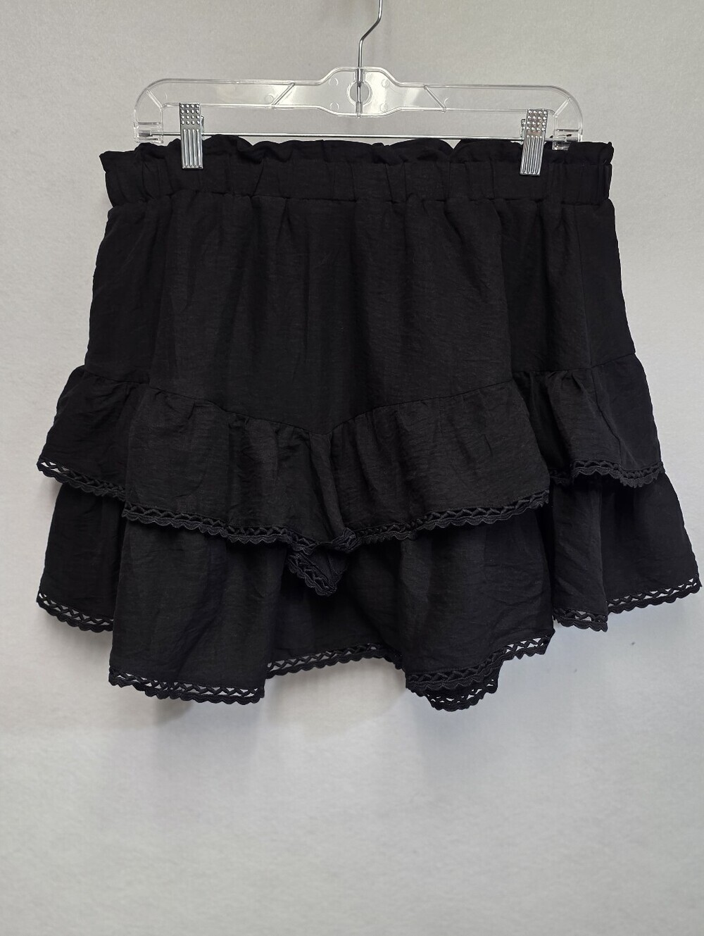 Terse Womens Size XL High Waist Black Tiered Lace-Trim Skort/skirt - Picture 12 of 13